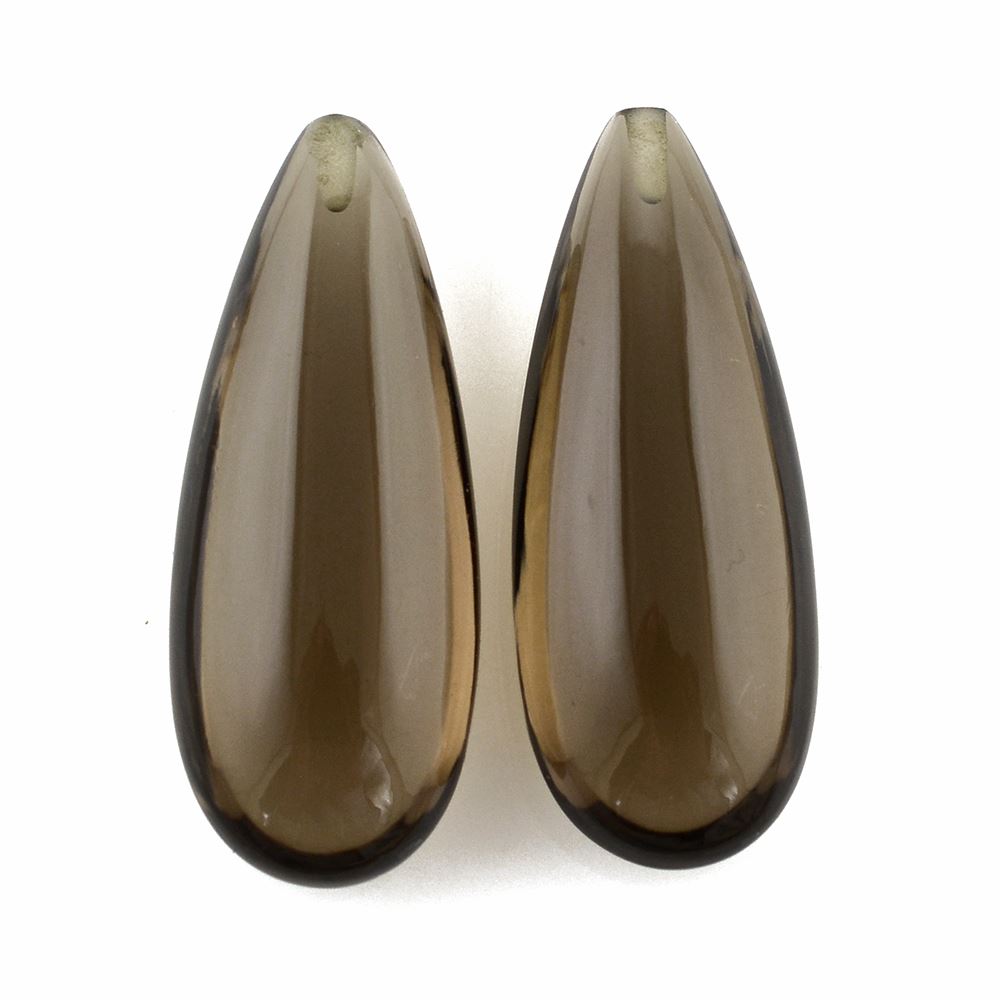 SMOKY QUARTZ LENTIL PEAR (HALF DRILL) 30X12MM 20.39 Cts.