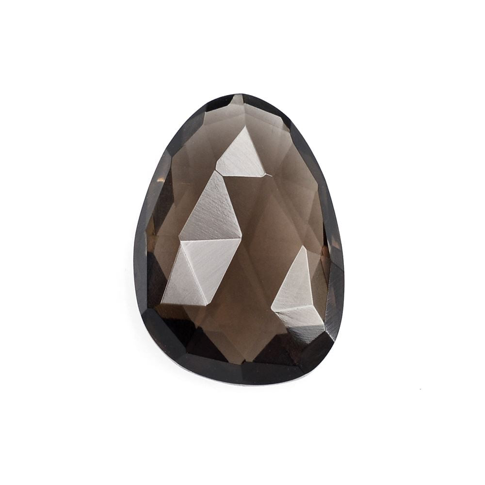 SMOKY QUARTZ ROSE CUT BRIOLETTE IRREGULAR PEARISH 14X10MM 5.13 Cts.