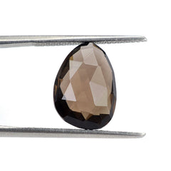 SMOKY QUARTZ ROSE CUT BRIOLETTE IRREGULAR PEARISH 14X10MM 5.13 Cts.
