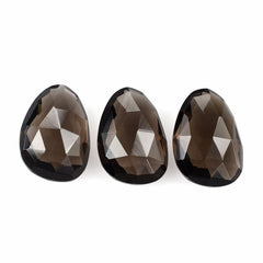 SMOKY QUARTZ ROSE CUT BRIOLETTE IRREGULAR PEARISH 14X10MM 5.13 Cts.