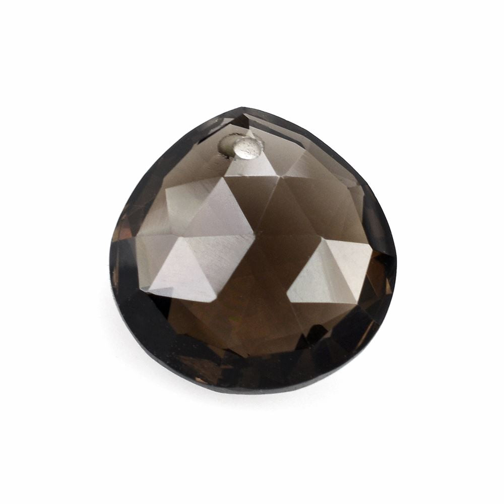 SMOKY QUARTZ ROSE CUT BRIOLETTE PEAR TABEEZ (FULL DRILL) 12MM 5.27 Cts.