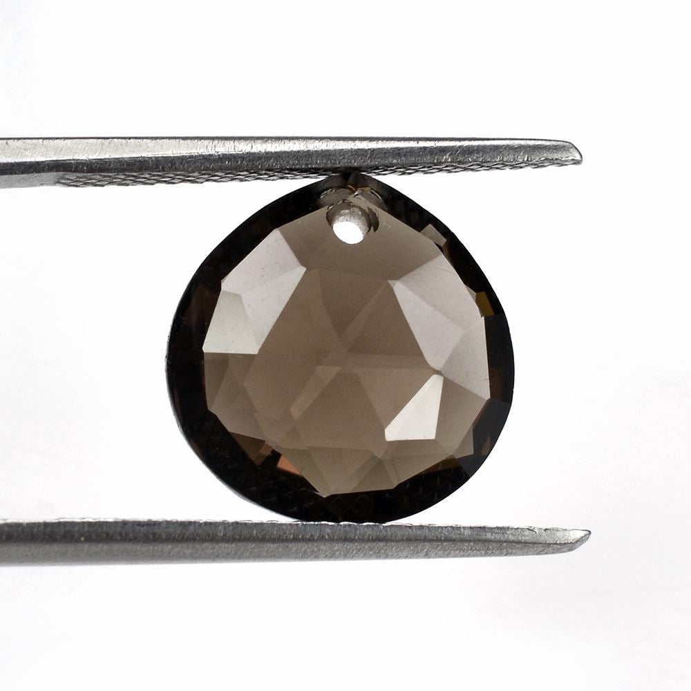 SMOKY QUARTZ ROSE CUT BRIOLETTE PEAR TABEEZ (FULL DRILL) 12MM 5.27 Cts.