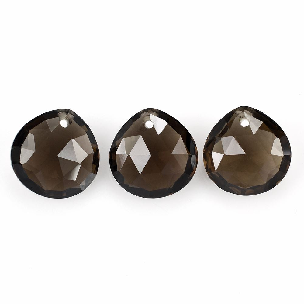 SMOKY QUARTZ ROSE CUT BRIOLETTE PEAR TABEEZ (FULL DRILL) 12MM 5.27 Cts.