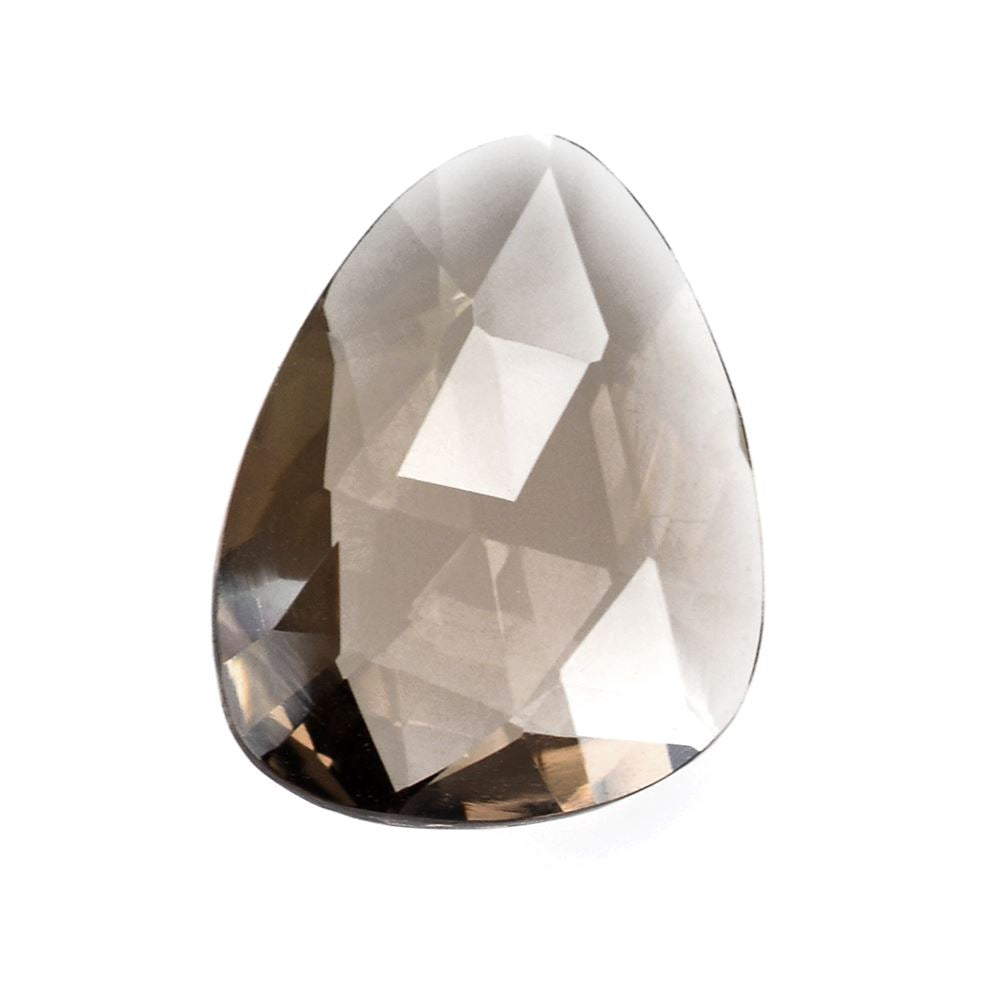 SMOKY QUARTZ ROSE CUT BRIOLETTE IRREGULAR PEARISH 20X14MM 8.00 Cts.