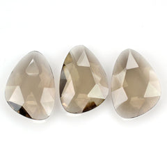 SMOKY QUARTZ ROSE CUT BRIOLETTE IRREGULAR PEARISH 20X14MM 8.00 Cts.