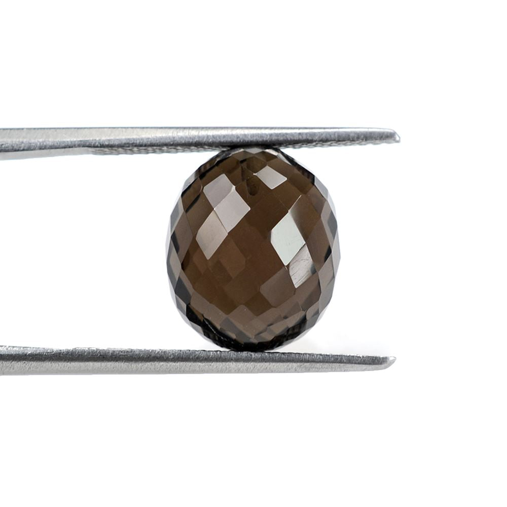 SMOKY QUARTZ CHECKER CUT OLIVE (HALF DRILL) 12X10MM 8.75 Cts.
