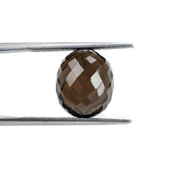SMOKY QUARTZ CHECKER CUT OLIVE (HALF DRILL) 12X10MM 8.75 Cts.