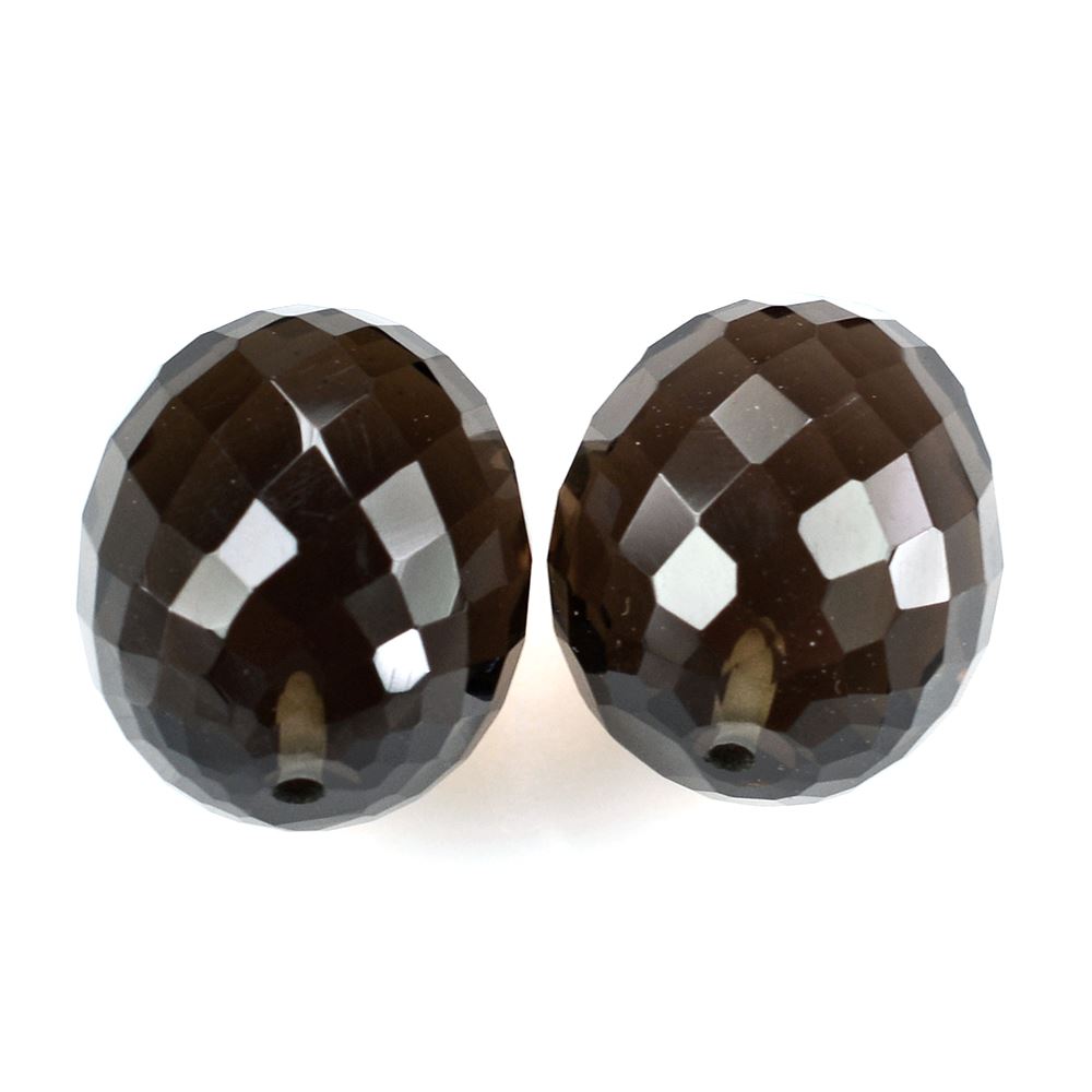 SMOKY QUARTZ CHECKER CUT OLIVE (HALF DRILL) 12X10MM 8.75 Cts.