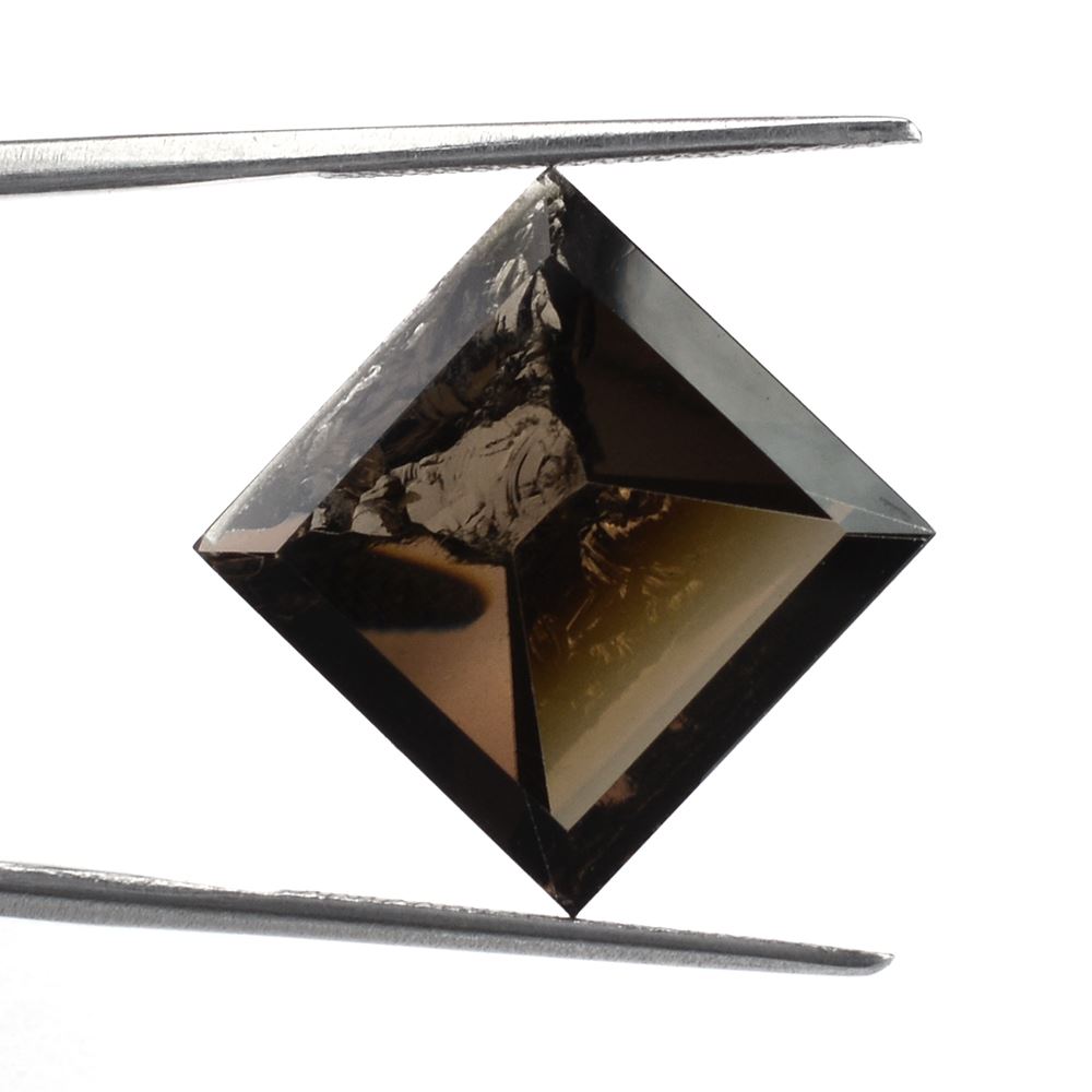 SMOKY QUARTZ CUT SQUARE (ONE SIDE ROUGH) 16MM 14.90Cts.