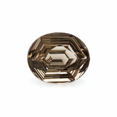 SMOKY QUARTZ SWIRL CUT HEXAGON CONCAVE OVAL 12X10MM 3.98Cts.
