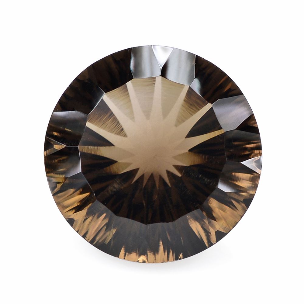 SMOKY QUARTZ CONCAVE CUT ROUND 15MM 10.87Cts.