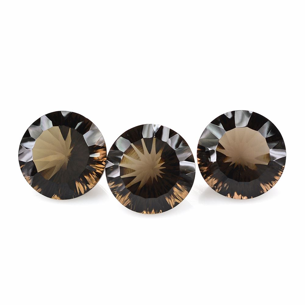 SMOKY QUARTZ CONCAVE CUT ROUND 15MM 10.87Cts.