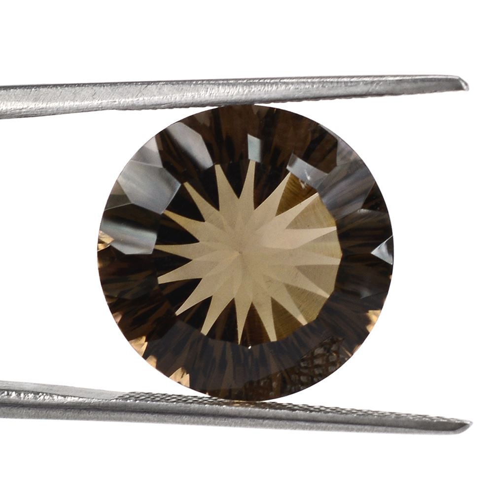 SMOKY QUARTZ CONCAVE CUT ROUND 15MM 10.40Cts.