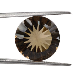 SMOKY QUARTZ CONCAVE CUT ROUND 15MM 10.40Cts.