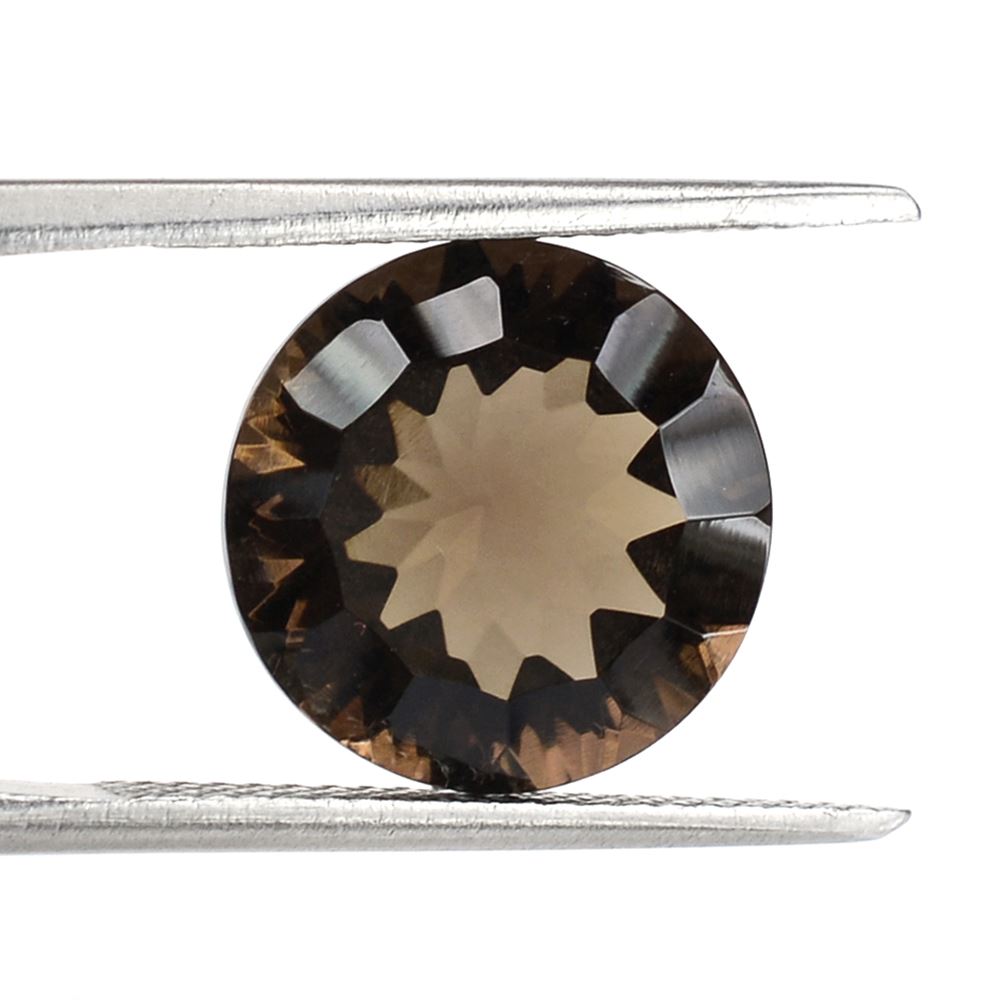 SMOKY QUARTZ CONCAVE CUT ROUND 12MM 5.50Cts.