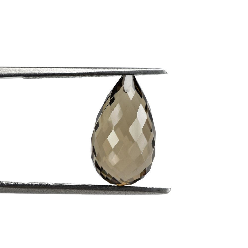 SMOKY QUARTZ FACETED DROPS (HALF DRILL) 14X8MM 6.23Cts.