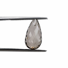 SMOKY QUARTZ FACETED DROPS (LITE) (HALF DRILL) 14X8MM 6.22Cts.