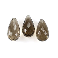 SMOKY QUARTZ FACETED DROPS (LITE) (HALF DRILL) 14X8MM 6.22Cts.