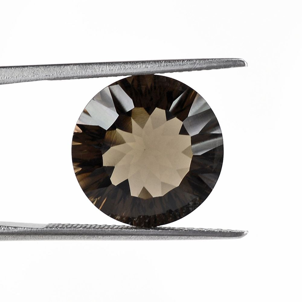 SMOKY QUARTZ CONCAVE CUT ROUND 14MM 7.52Cts.