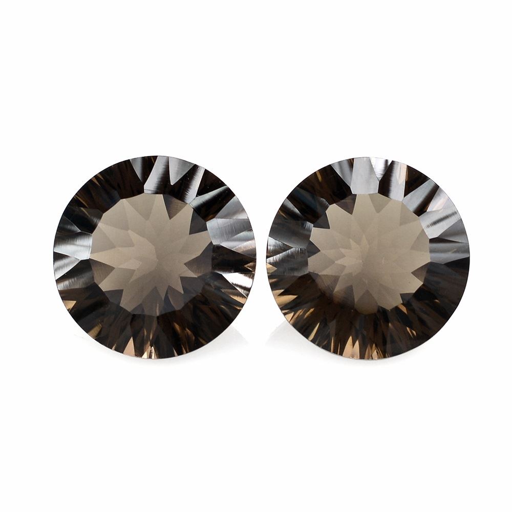 SMOKY QUARTZ CONCAVE CUT ROUND 14MM 7.52Cts.