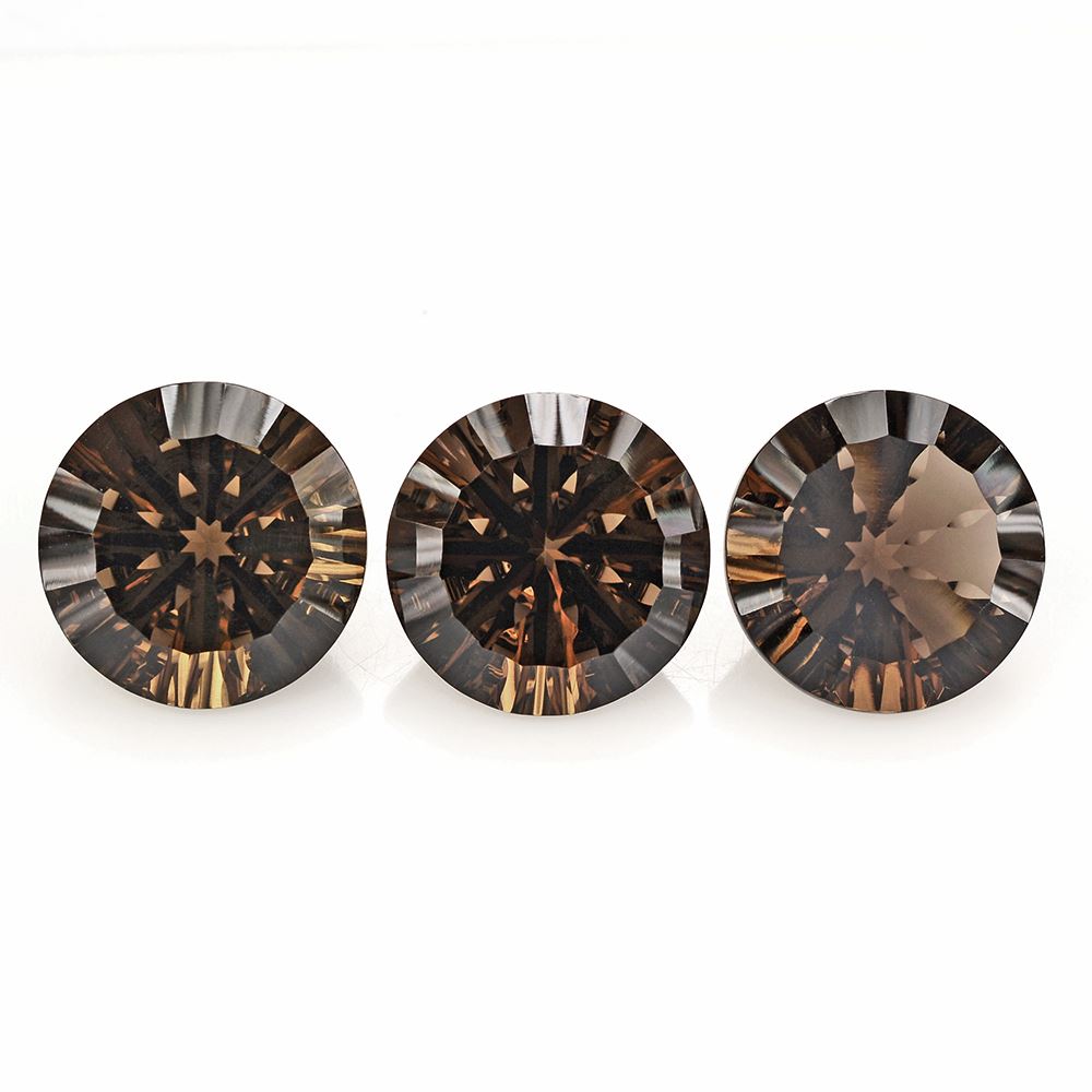 SMOKY QUARTZ CONCAVE SPLENDOR CUT ROUND 16MM 13.48 Cts.
