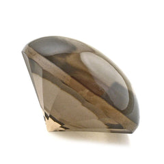SMOKY QUARTZ BUFFTOP ROUND WITH TWISTED CONCAVE 15MM 11.90 Cts.