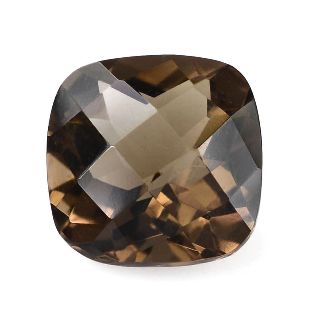 SMOKY QUARTZ CHECKER CUT CUSHION 10MM 3.73 Cts.