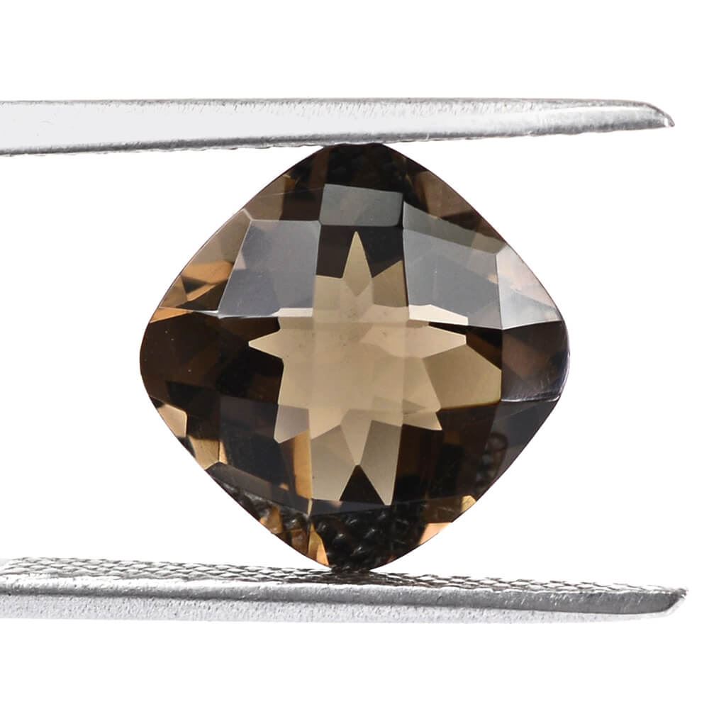 SMOKY QUARTZ CHECKER CUT CUSHION 10MM 3.73 Cts.
