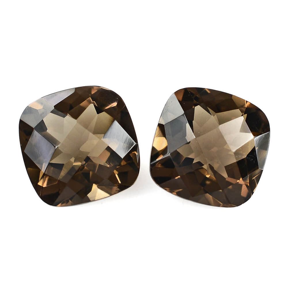 SMOKY QUARTZ CHECKER CUT CUSHION 10MM 3.73 Cts.