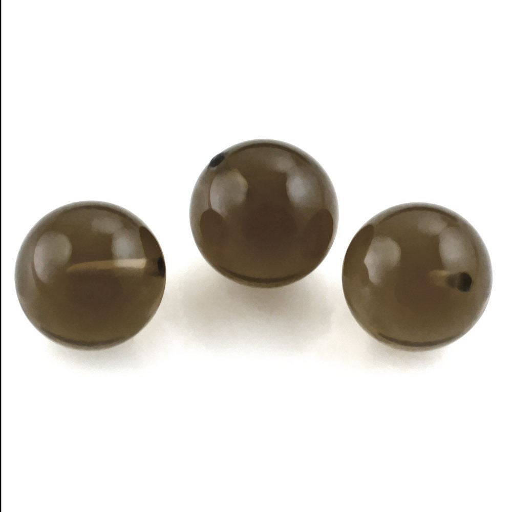 SMOKY QUARTZ PLAIN BALLS (DARK) (HALF DRILL) 8MM 3.59 Cts.