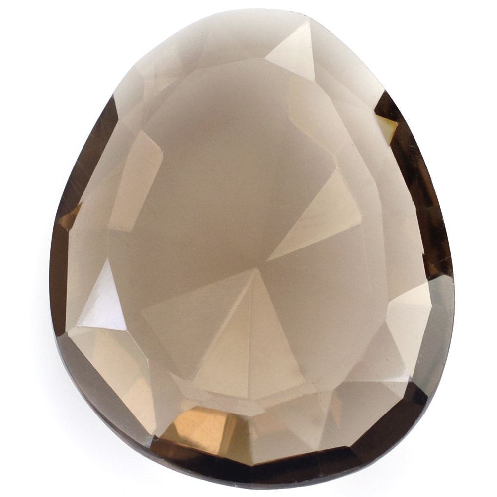 SMOKY QUARTZ CUT IRREGULAR OVAL STEP CUT BACK 23X18MM 13.10 Cts.