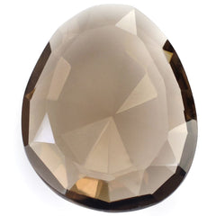 SMOKY QUARTZ CUT IRREGULAR OVAL STEP CUT BACK 23X18MM 13.10 Cts.
