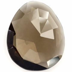 SMOKY QUARTZ CUT IRREGULAR OVAL STEP CUT BACK 23X18MM 13.10 Cts.