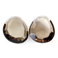 SMOKY QUARTZ CUT IRREGULAR OVAL STEP CUT BACK 23X18MM 13.10 Cts.