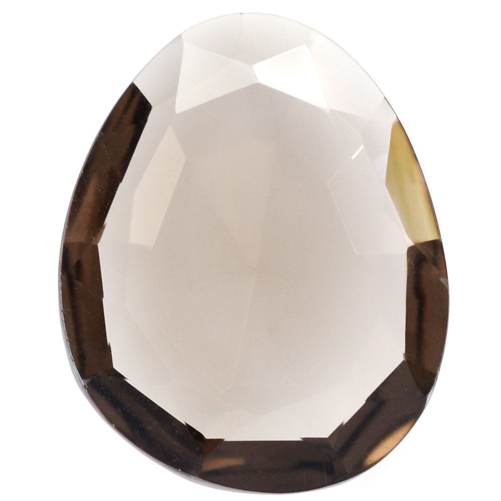 SMOKY QUARTZ CUT IRREGULAR OVAL STEP CUT BACK 23X18MM 14.14 Cts.