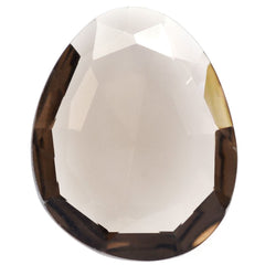 SMOKY QUARTZ CUT IRREGULAR OVAL STEP CUT BACK 23X18MM 14.14 Cts.