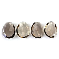 SMOKY QUARTZ CUT IRREGULAR OVAL STEP CUT BACK 23X18MM 14.14 Cts.