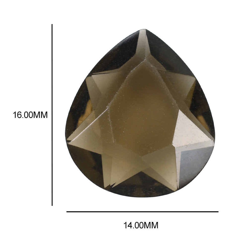 SMOKY QUARTZ BOTH SIDE TABLE CUT PEAR 16X14MM 7.82 Cts.