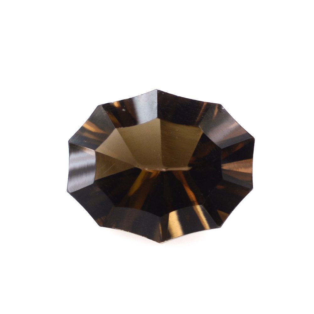 SMOKY QUARTZ CONCAVE NINETY CUT OVAL (DES#51) 11X9MM 2.43 Cts.