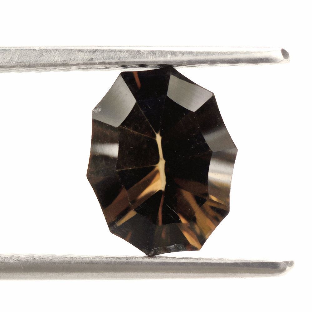 SMOKY QUARTZ CONCAVE NINETY CUT OVAL (DES#51) 11X9MM 2.43 Cts.