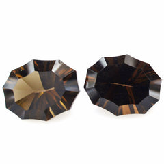 SMOKY QUARTZ CONCAVE NINETY CUT OVAL (DES#51) 11X9MM 2.43 Cts.