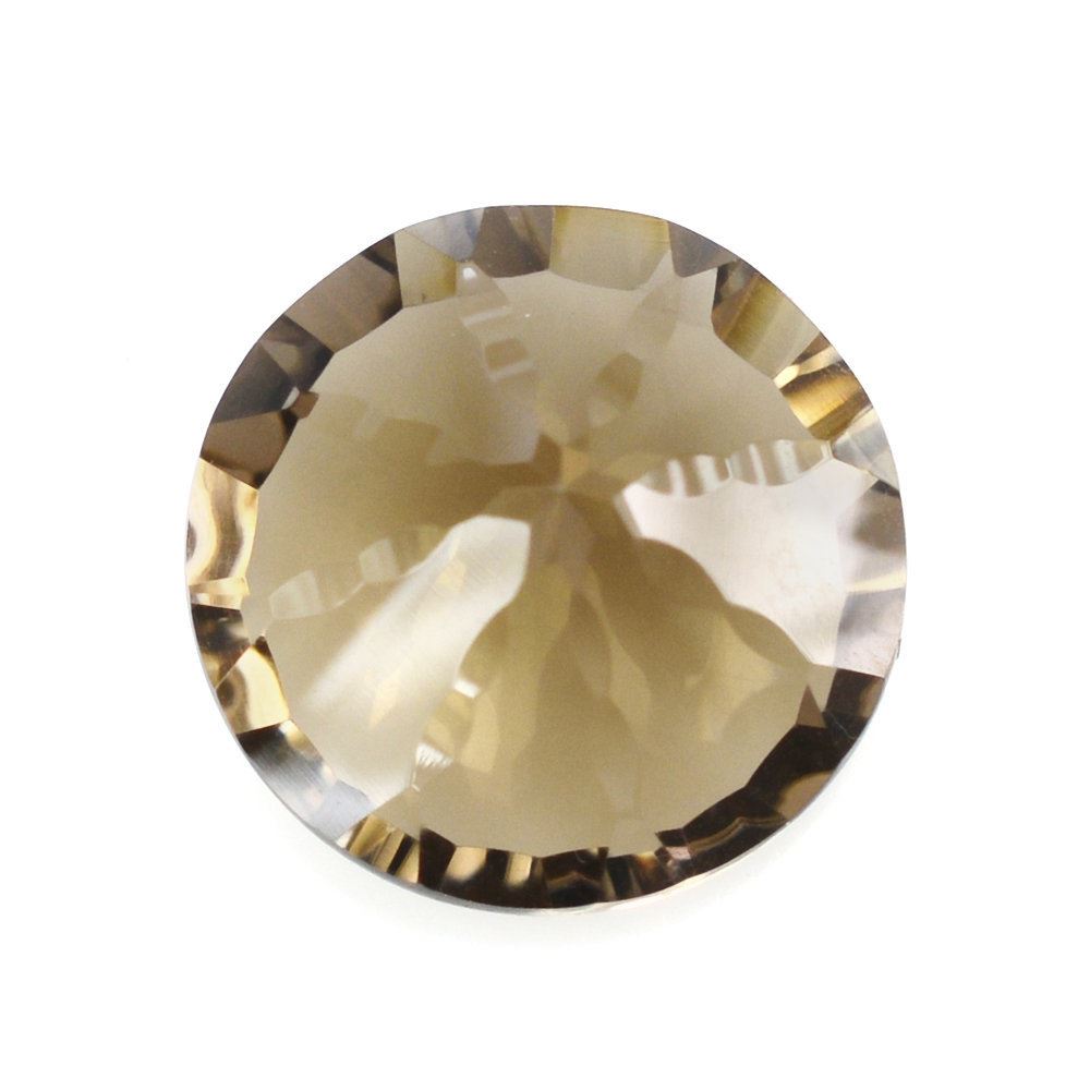 SMOKY QUARTZ CONCAVE SPLENDOR CUT ROUND (DES#75) 12MM 5.60 Cts.