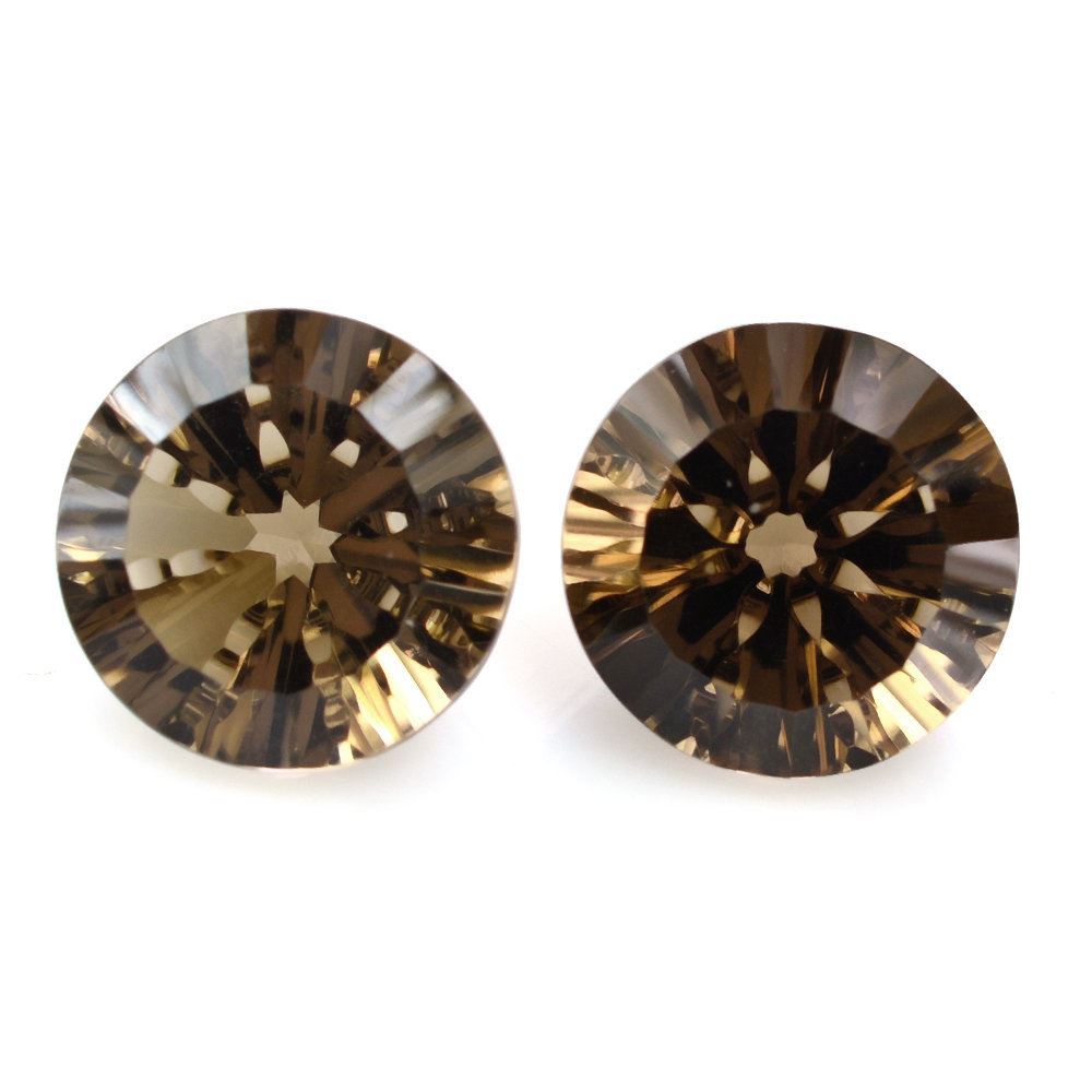 SMOKY QUARTZ CONCAVE SPLENDOR CUT ROUND (DES#75) 12MM 5.60 Cts.