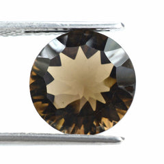 SMOKY QUARTZ CONCAVE CUT ROUND (DES#45) 12MM 5.76 Cts.