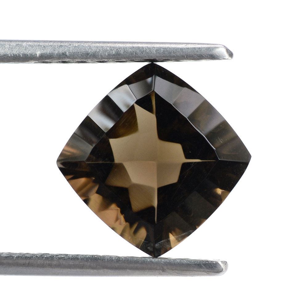 SMOKY QUARTZ CONCAVE CUT CUSHION (DES#71) 9MM 2.85 Cts.