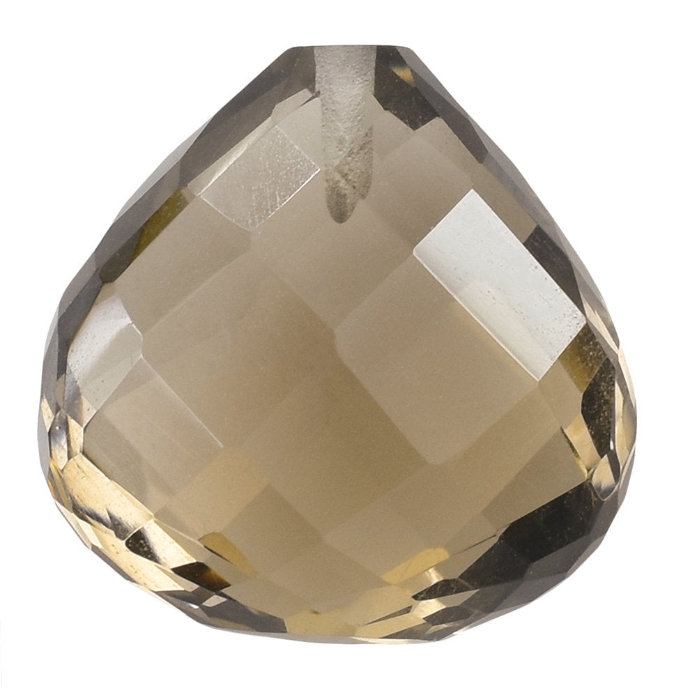 SMOKY QUARTZ BRIOLETTE HEART (HALF DRILL) 12MM 6.59 Cts.
