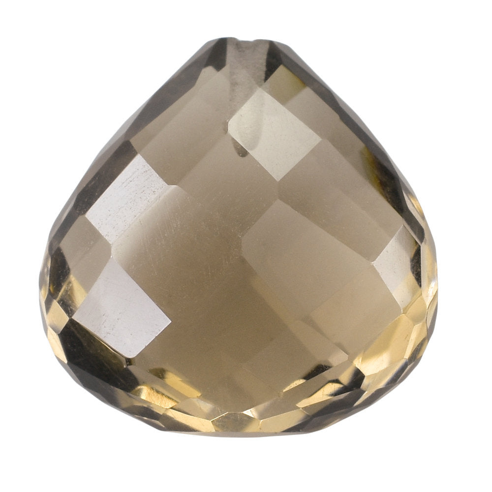 SMOKY QUARTZ BRIOLETTE HEART (HALF DRILL) 12MM 6.59 Cts.