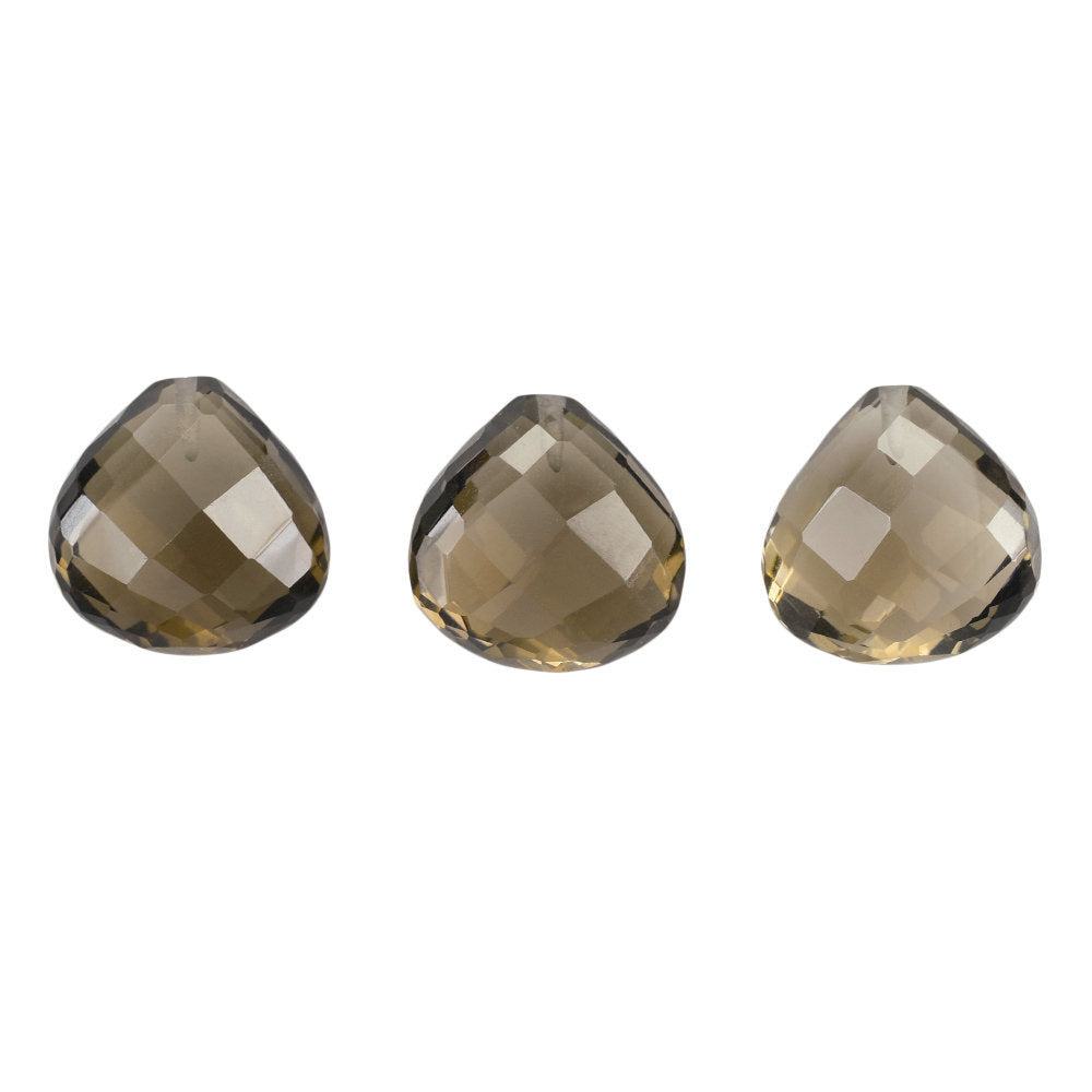 SMOKY QUARTZ BRIOLETTE HEART (HALF DRILL) 12MM 6.59 Cts.