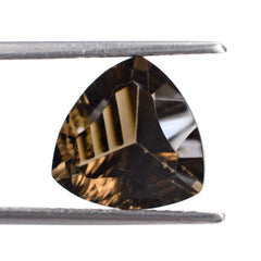 SMOKY QUARTZ LONG STEP CONCAVE TRILLION (DES#85) 12MM 5.38 Cts.
