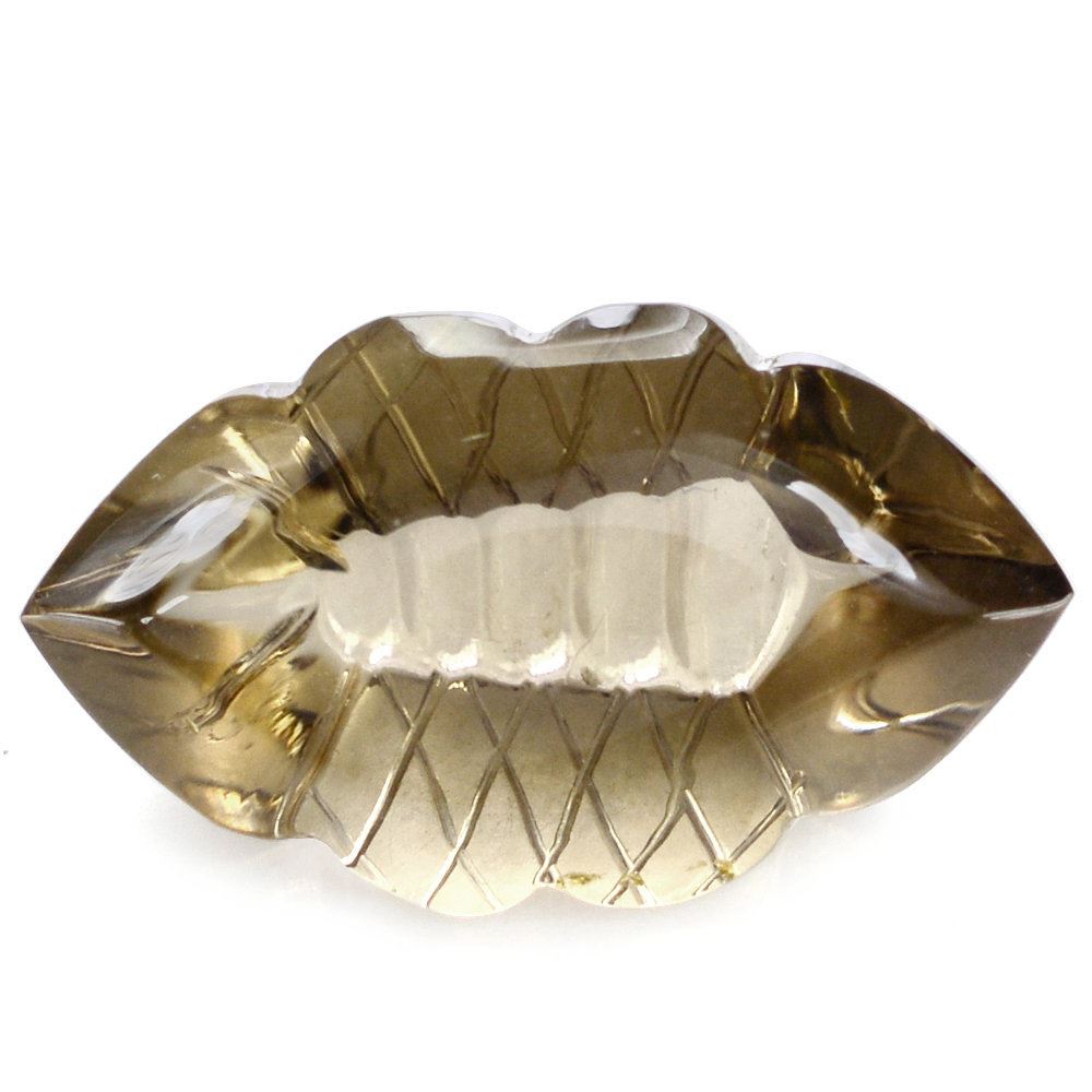 SMOKY QUARTZ BUFFTOP FISH CARVED BACK MARQUISE (DES#111) 20X11.50MM 9.75 Cts.